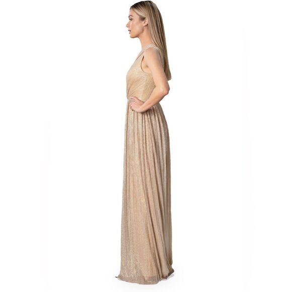 Dress The Population NWT Kienna Shimmer Gown in Pale Gold Small - Picture 3 of 9
